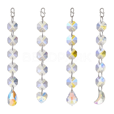 Christmas Glass Octagon Beads Hanging Suncatchers HJEW-JM02269-1