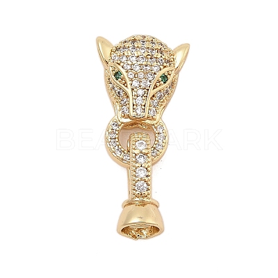 Brass Micro Pave Cubic Zirconia Fold Over Clasps KK-C075-05G-1