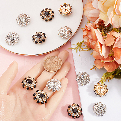 16Pcs 2 Colors 1-Hole Alloy Rhinestone Shank Buttons BUTT-GF0003-62-1