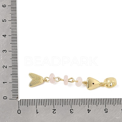 Brass Pave Cubic Zirconia Clear Cubic Zirconia & Natural Rose Quartz & Enamel European Dangle Charms GG-CBA3401-01G-A07-1