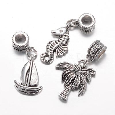 Tibetan Style Alloy European Dangle Charms PALLOY-P113-02-1