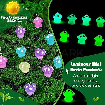 64Pcs 8 Colors Translucent Resin Pendant Colorful Night Glow Small Mushroom Pendant Creative Jewelry Accessories JX857A-1