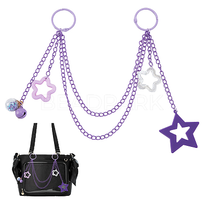 Acrylic Star Charm Iron Chain Bag Decorative Chains HJEW-OC00300-1