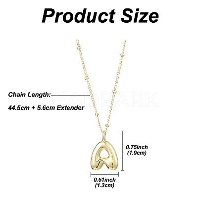 1Pc Initial Letter Brass Pendant Necklaces NJEW-YW0001-24A-1