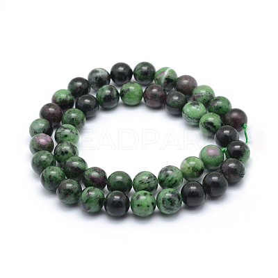 Natural Ruby in Zoisite Round Beads Strands G-P331-02-10mm-1