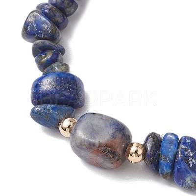 Natural Sodalite Cuboid & Lapis Lazuli Chip Beaded Stretch Bracelets for Women BJEW-JB10808-07-1