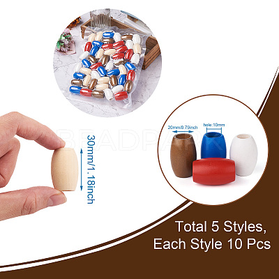 50Pcs 5 Colors Spray Painted Natural Wooden Beads WOOD-FW0001-06-1