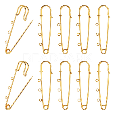 10Pcs Brass Brooch Findings KK-SC0003-43-1