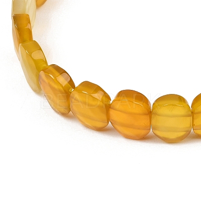 Natural Yellow Agate Oval Beaded Stretch Bracelet G-E010-01-32-1