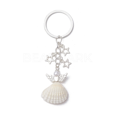 3Pcs 3 Styles Natural Shell Keychains KEYC-JKC00973-1