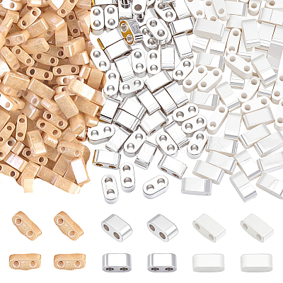 120Pcs 2 Colors Electroplated Non-magnetic Synthetic Hematite & 60Pcs MIYUKI Half TILA Beads Findings Kits G-PH0033-34-1