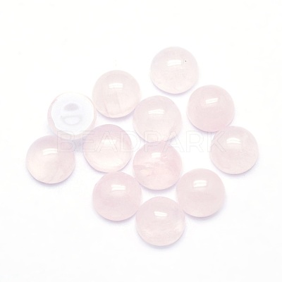Natural Rose Quartz Cabochons X-G-P393-R20-6mm-1