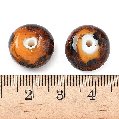 Handmade Gold Sand Lampwork Beads Strands X-LAMP-Q045-08A-04-1