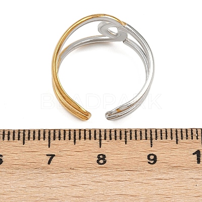 Adjustable 304 Stainless Steel Cuff Rings for Women RJEW-B135-01GP-08-1