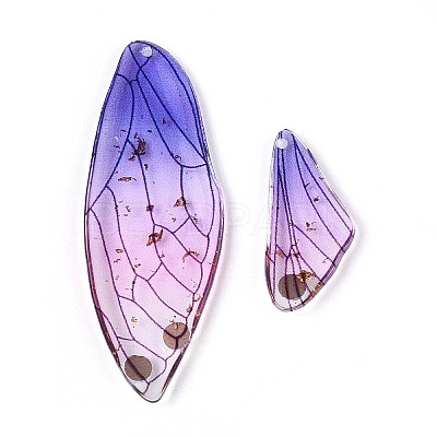 Epoxy Resin Butterfly Wing Pendants RESI-T057-89B-1