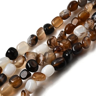 Natural Black Agate Bead Strands G-P070-34-1