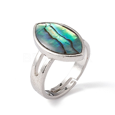 Natural Paua Shell Adjustable Rings RJEW-G260-01P-07-1