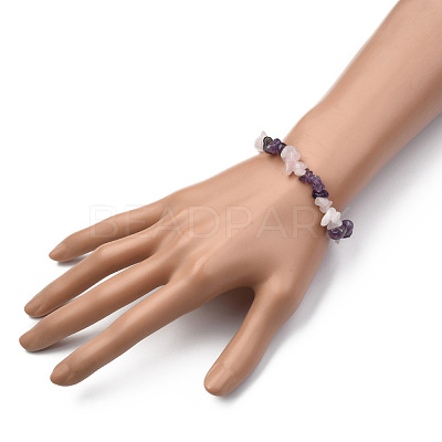 Chips Gemstone Beaded Stretch Bracelets X-BJEW-JB01824-04-1