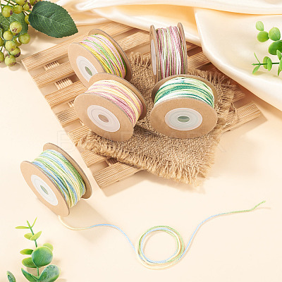 5 Rolls 5 Colors Segment Dyed Macrame Cotton Cord OCOR-TA0004-05D-1