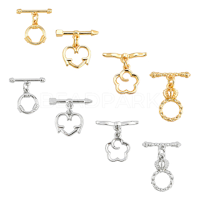 8Set 4 Style Brass Toggle Clasps KK-PH0001-88-1
