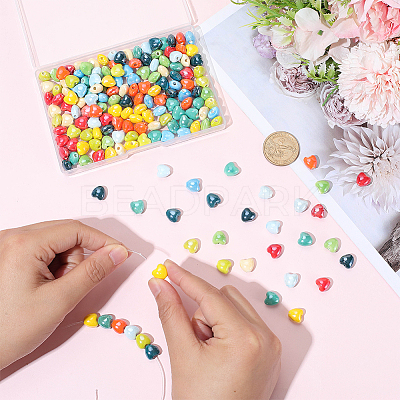 200Pcs 10 Colors Pearlized Handmade Porcelain Beads PORC-SC0001-49-1