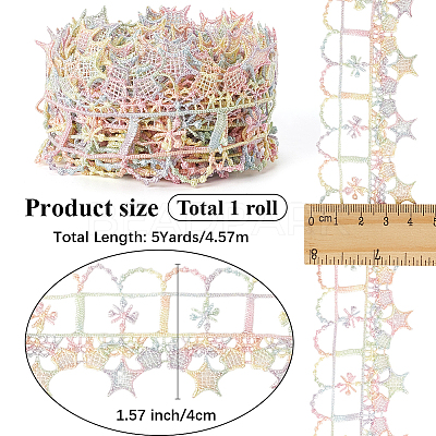 5 Yards Flower Polyester Lace Ribbon OCOR-GF0004-95F-1