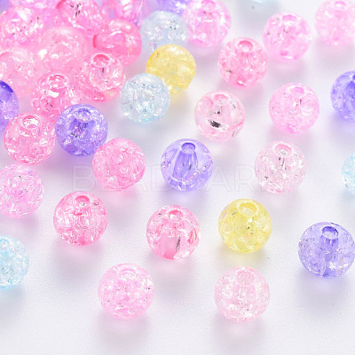 Transparent Crackle Acrylic Beads MACR-S370-G8mm-1
