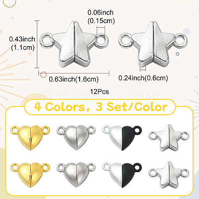 12Pcs 4 Styles Alloy Magnetic Clasps with Loops FIND-YW0005-56-1