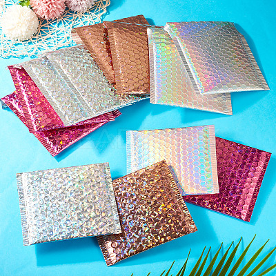 20Pcs 4 Colors Double-faced Laser Bubble Packaging Bags AJEW-TA0001-87-1