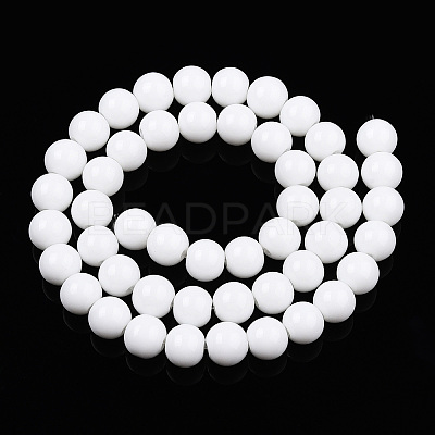 Opaque Solid Color Glass Beads Strands X-GLAA-T032-P8mm-02-1