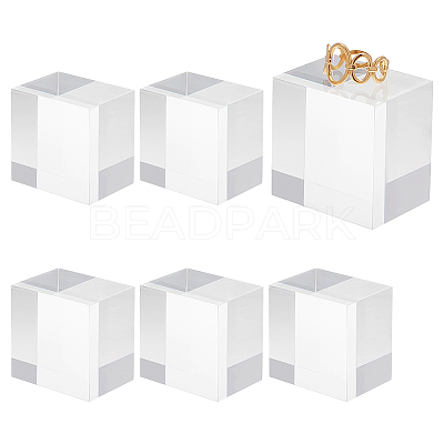 Square Transparent Acrylic Jewelry Display Pedestals ODIS-WH0001-47B-1