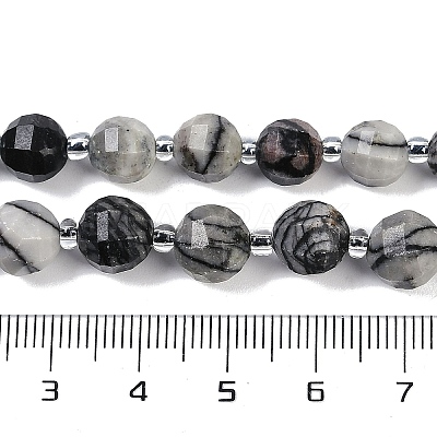 Natural Black Netstone Beads Strands G-G182-B32-03-1