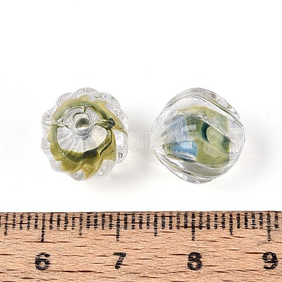 Textured Inner Flower Handmade Lampwork Beads LAMP-T024-07C-1
