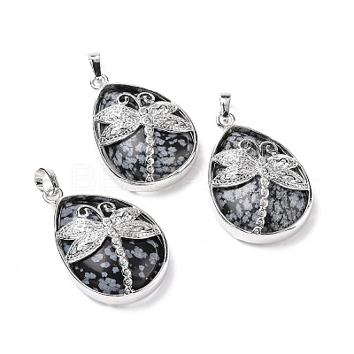Natural Snowflake Obsidian Pendants X-G-G900-01P-13-1