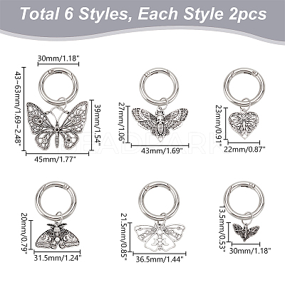 12Pcs 6 Styles Butterfly Tibetan Style Alloy Shoe Charms HJEW-AB00728-1