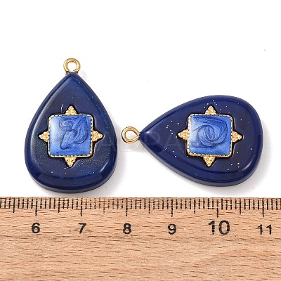 304 Stainless Steel Resin Pendants STAS-F352-07E-07-1