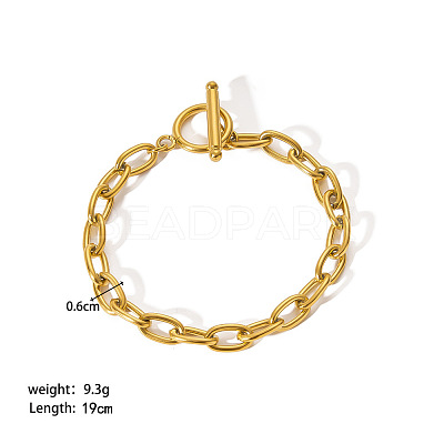 European Style 304 Stainless Steel Cable Chains Bracelet for Women HM2215-15-1