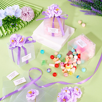 Clear PVC Candy Gift Packaging Boxes with Ribbon & Artificial Flower CON-TAC0001-20E-1