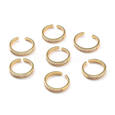 Clear Cubic Zirconia Open Cuff Ring for Women RJEW-C018-01G-1
