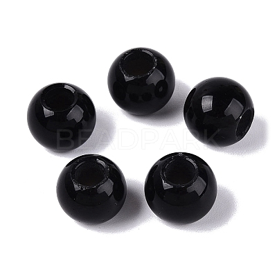 Natural Obsidian European Beads G-Q607-02U-1