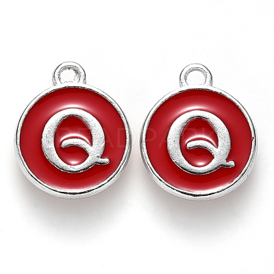 Platinum Plated Alloy Enamel Charms X-ENAM-S118-03Q-P-1