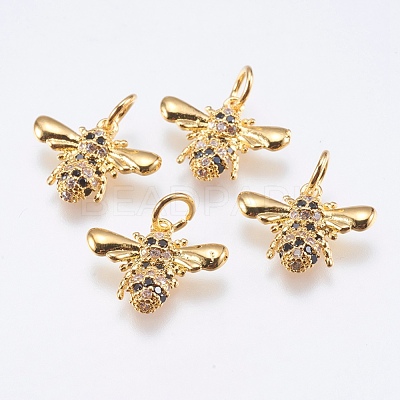 Brass Micro Pave Cubic Zirconia Pendants RB-I077-20G-RS-1