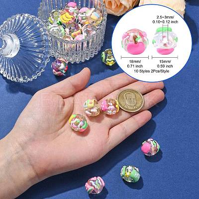 20Pcs 10 Styles Handmade Transparent Acrylic Beads MACR-CJ0002-14-1