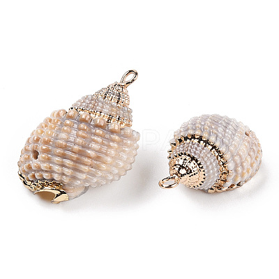 Electroplated Natural Spiral Shell Pendants SSHEL-T009-16-A01-1