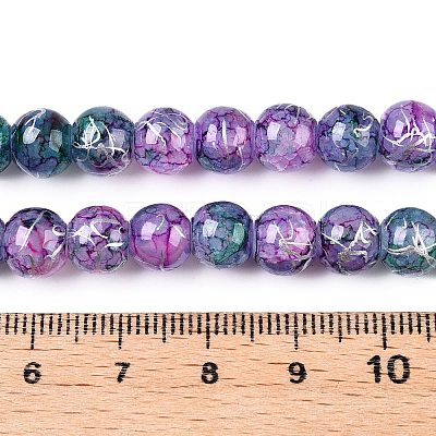 Drawbench Crackle Glass Beads Strands GLAA-N006-8mm-05-1