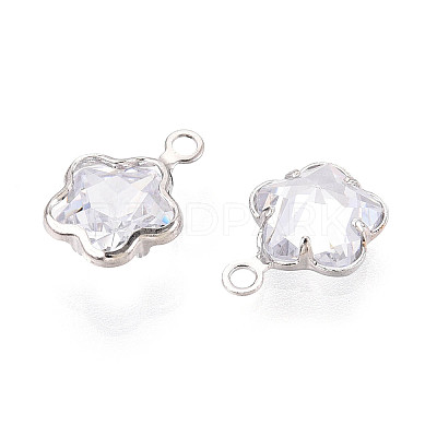 Brass Pave Clear Cubic Zirconia Pendants ZIRC-T017-02P-1