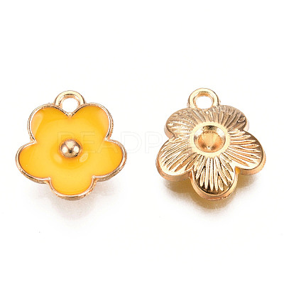 Light Gold Plated Alloy Enamel Pendants ENAM-R136-16G-1