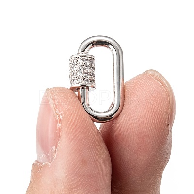 Brass Micro Pave Cubic Zirconia Screw Carabiner Lock Charms X-ZIRC-G160-22P-1