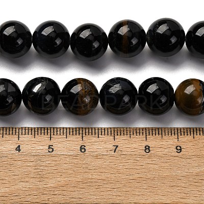 Dyed Natural Blue Tiger Iron Beads Strands G-G286-A02-12mm-1