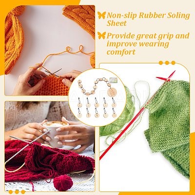 Number 1~10 Wooden Beaded Knitting Row Counter Chains & Charms Locking Stitch Makers DIY-NB0010-23-1